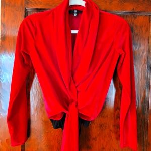 Faux velvet plunge/ tie bodysuit.